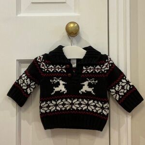 Janie and Jack black cotton sweater with shawl collar 3-6M